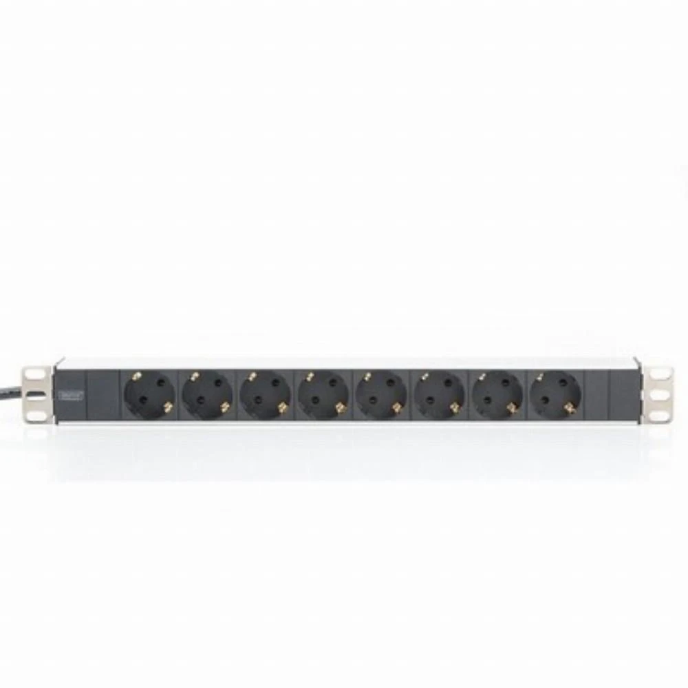 Assmann Electronic DIGITUS 19inch Outlet stripe aliuminio 8x Schuko juodas 16A 4000W In 1x Schuko incl.metal mount kit