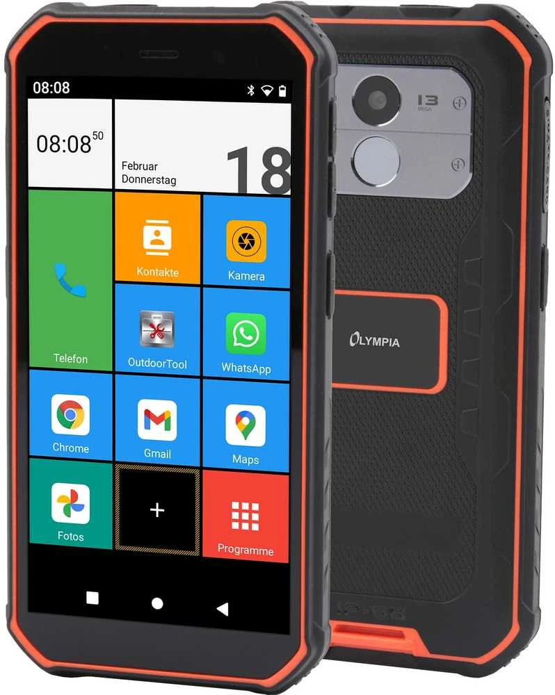 OLP Olympia TREK 14 cm (5.5″) Dviguba SIM jungtis Android 10 4G C tipo USB 3 GB 32 GB 5000 mAh Juoda, Oranžinė