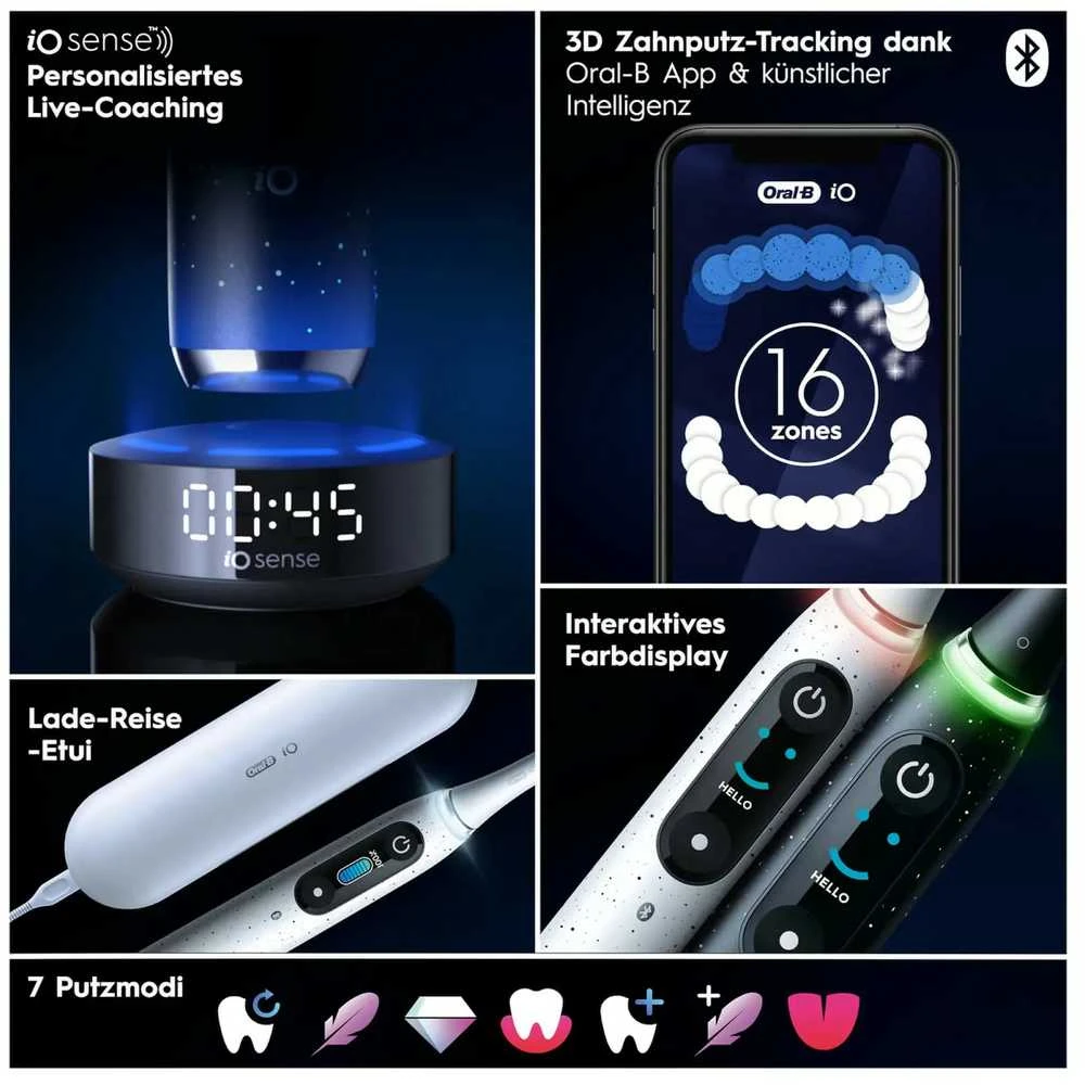 Oral-B iO Series 10 Juodas Onyx Luxe dantų šepetėlis
