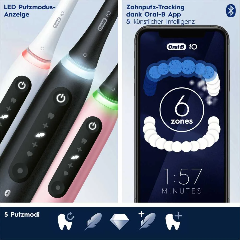 Braun Oral-B iO Series 5 Suaugusiems Besisukantis vibruojantis dantų šepetėlis Balta