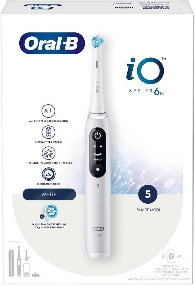 Elektrinis dantų šepetėlis Oral-B iO Series 6, Baltas