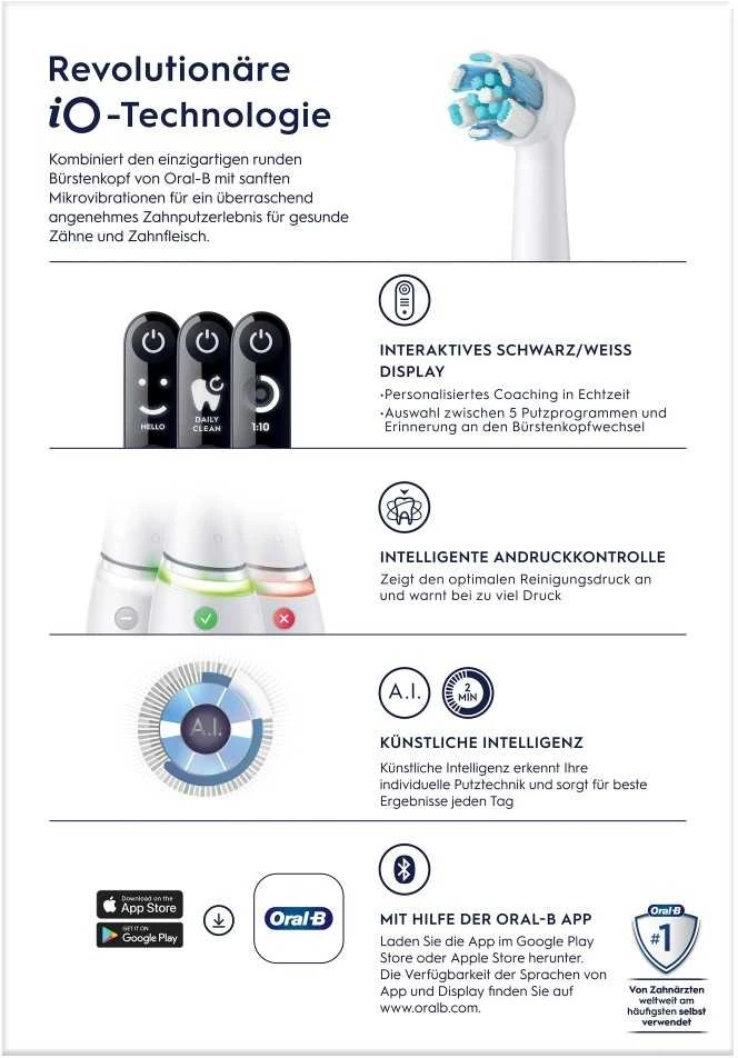 Elektrinis dantų šepetėlis Oral-B iO Series 6, Baltas