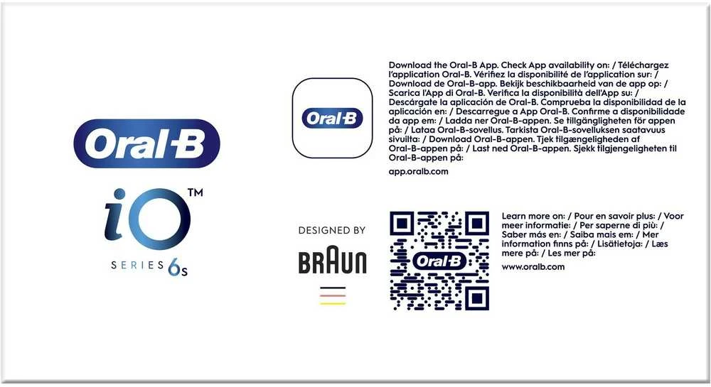 Oral-B Elektrinis dantų šepetėlis | iO6s | Įkraunamas | Suaugusiems | Šepetėlių skaičius galvutės įeina 1 | Number of teeth brushing modes 5 | Juodas Lava