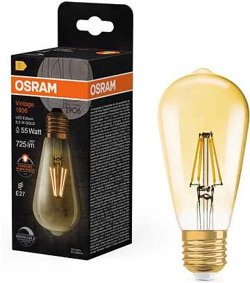 Osram 6,5W LED lemputė VINTAGE 1906, E27, aukso sp., 2400K, dimeriuojama