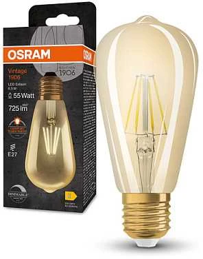 Osram 6,5W LED lemputė VINTAGE 1906, E27, aukso sp., 2400K, dimeriuojama