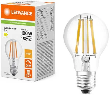 Osram 11W LED lemputė CLASSIC A, E27, skaidri, 2700K, dimeriuojama