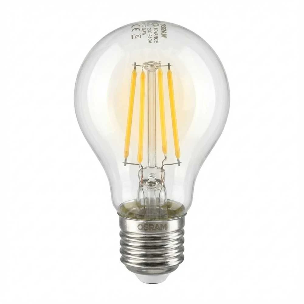 Osram 3,4W LED lemputė CLASSIC A, E27, skaidri, 320°, 2700K, dimeriuojama
