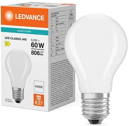 Osram 5,9W LED lemputė CLASSIC A, E27, matinės baltos sp., 300°, 4000K