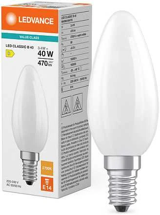 Osram 3,4W LED lemputė CLASSIC B, E14, matinės baltos sp., 300°, 2700K