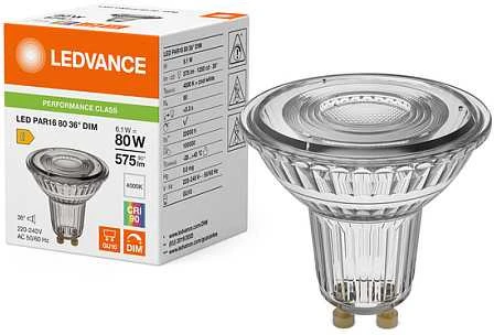 Ledvance 6,1W LED lemputė, GU10, PAR16, 36°, 4000K, dimeriuojama