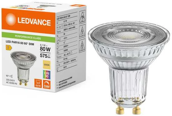 Osram 6,1W LED lemputė, GU10, PAR16, 60°, 3000K, dimeriuojama