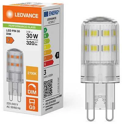 Osram 3W LED lemputė, G9, skaidri, 2700K, dimeriuojama