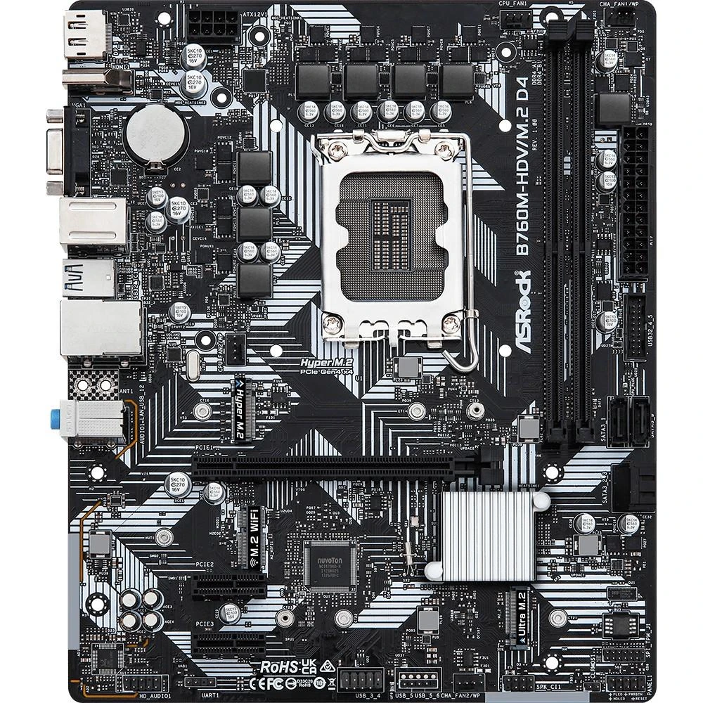 Pagrindinė plokštė ASRock B760M-HDV/M.2 D4/LGA1700/Micro-ATX/Intel B760