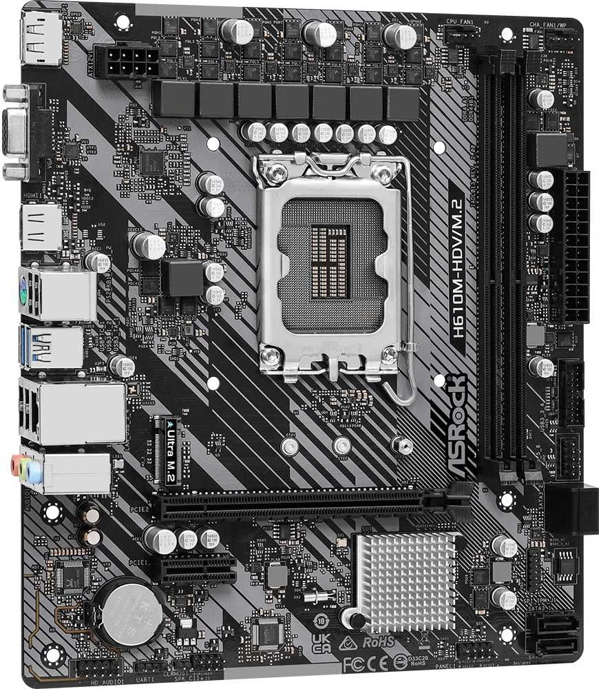 Pagrindinė plokštė ASROCK H610M-HDV/M.2 LGA1700 2x DDR4 DIMM HDMI DP 1xPCIe 4.0 x16 2xPCIe 3.0 x1
