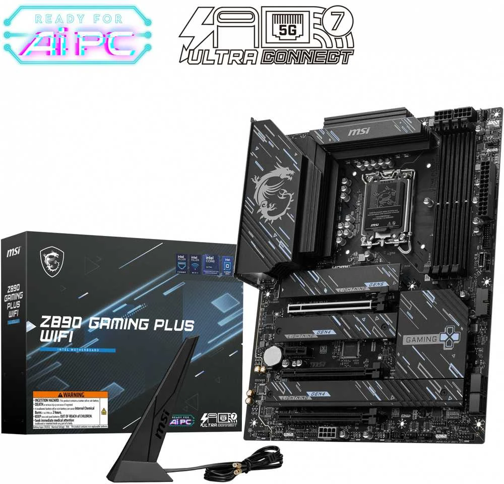 Pagrindinė plokštė MSI Z890 GAMING PLUS WIFI | Procesorių šeima Intel | Procesoriaus lizdas LGA1851 | DDR5 UDIMM | Palaikomos standžiojo disko sąsajos SATA, M.2 | SATA jungčių skaičius 4