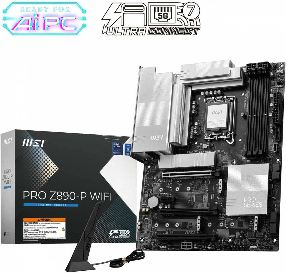 Pagrindinė plokštė MSI PRO Z890-P WIFI | Procesorių šeima Intel | Procesoriaus lizdas LGA1851 | DDR5 UDIMM | Palaikomos standžiojo disko sąsajos SATA, M.2 | SATA jungčių skaičius 4
