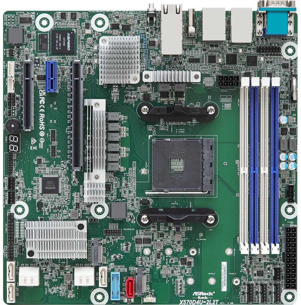 ASRock X570D4U-2L2T/BCM pagrindinė plokštė 1x AM4 AMD Ryzen X570 (4xDIMM, SATA, 2xM.2, 2xGbE, 2x10GbE, IPMI)