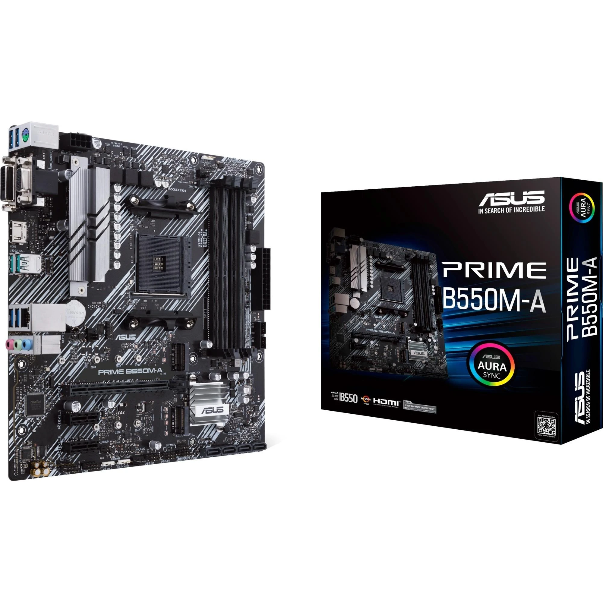 Pagrindinė plokštė ASUS AMD B550 / SAM4 / MicroATX / Memory DDR4 / Atminties lizdai 4 / 2xPCI-Express 3.0 1x / 1xPCI-Express 4.0 16x / 2xM.2 / 1x15pin D-sub / 1xDVI-D / 1xHDMI / 6xUSB 3.2 / 1xPS/2 / 1xRJ45 / 3xAudio port