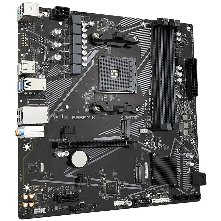 Pagrindinė plokštė Gigabyte B550M K, AM4, DDR4