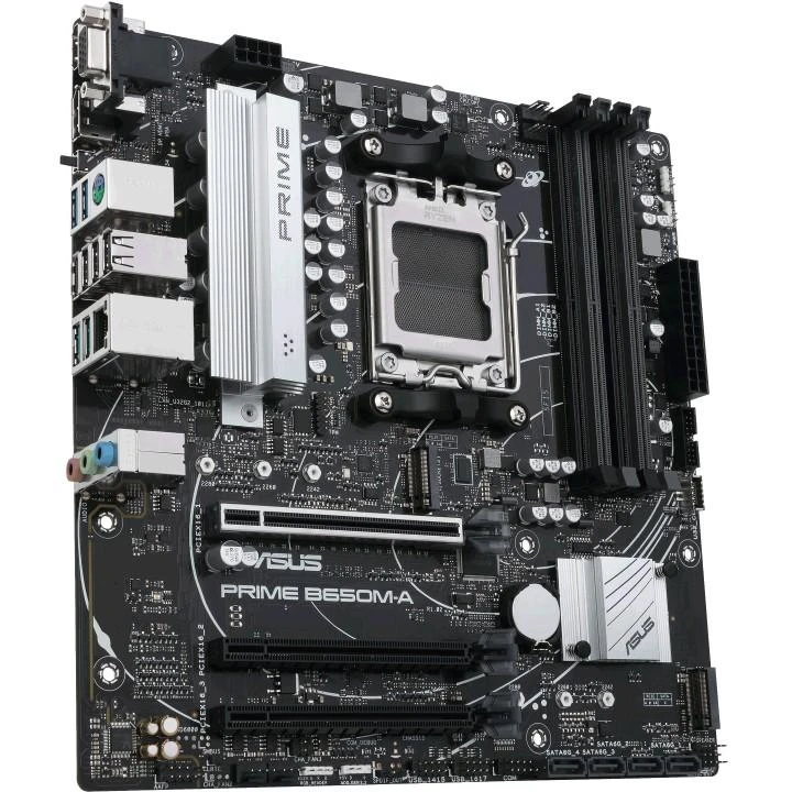 Pagrindinė plokštė ASUS AMD B650 / SAM5 / MicroATX / Memory DDR5 / Atminties lizdai 4 / 2xPCI-Express 4.0 1x / 1xPCI-Express 4.0 16x / 2xM.2 / 1x15pin D-sub / 1xHDMI / 1xDisplayPort / 2xAudio-In / 1xAudio-Out / 4xUSB 2.0 / 4xUSB 3.2 / 1xPS/2 / 1xRJ45