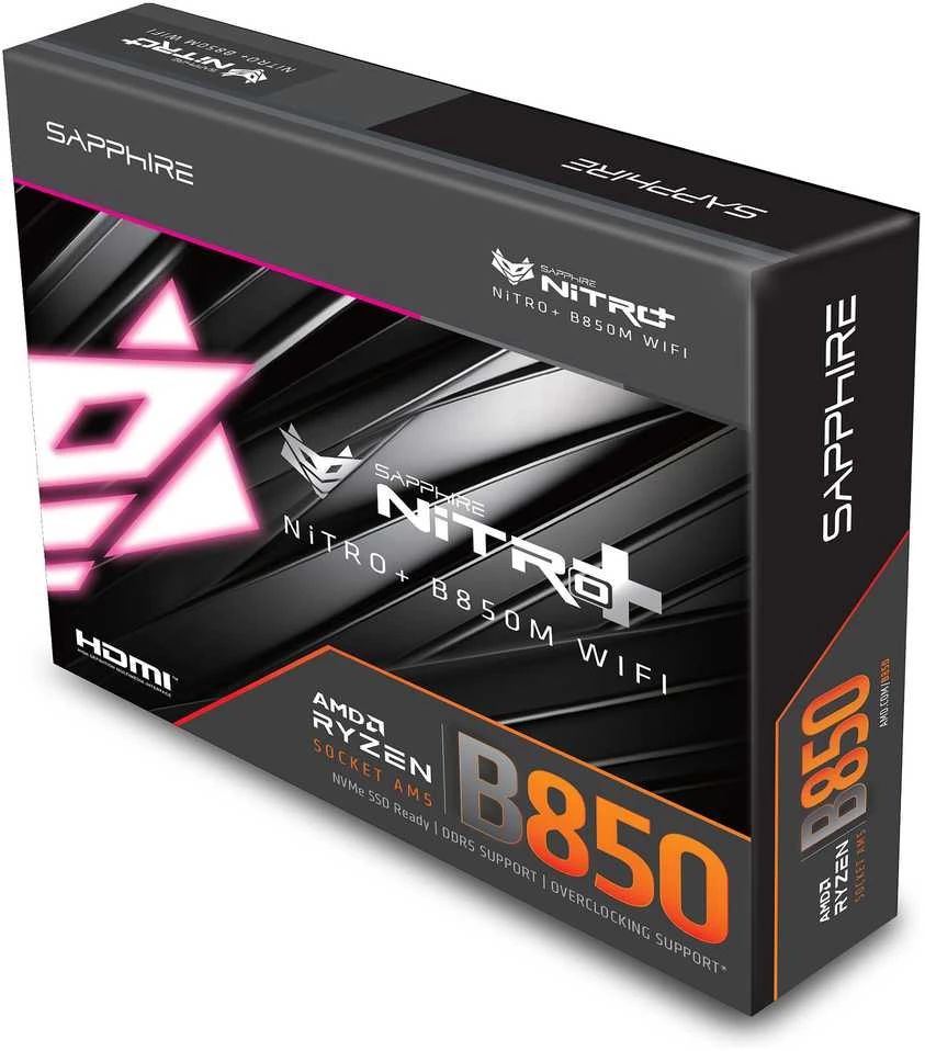 Pagrindinė plokštė Sapphire NITRO+ B850M WIFI AMD B850 Socket AM5 micro ATX plokštė