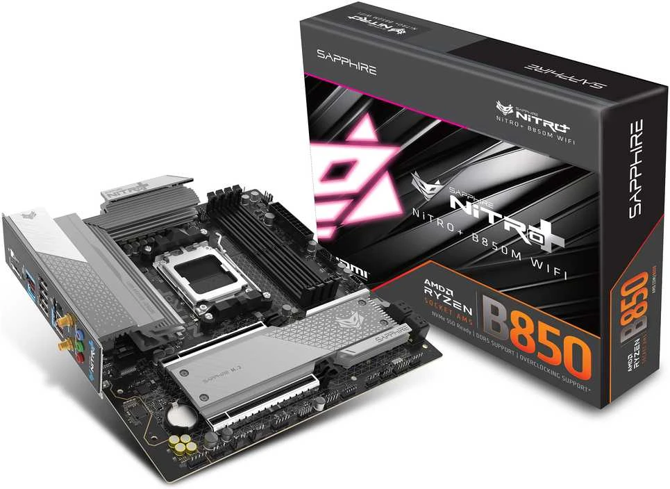 Pagrindinė plokštė Sapphire NITRO+ B850M WIFI AMD B850 Socket AM5 micro ATX plokštė