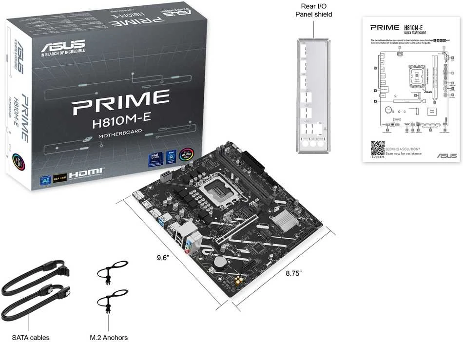 Pagrindinė plokštė ASUS MB Sc LGA1851 PRIME H810M-E-CSM, Intel H810, 2xDDR5, 2xDP, 1xHDMI, mATX