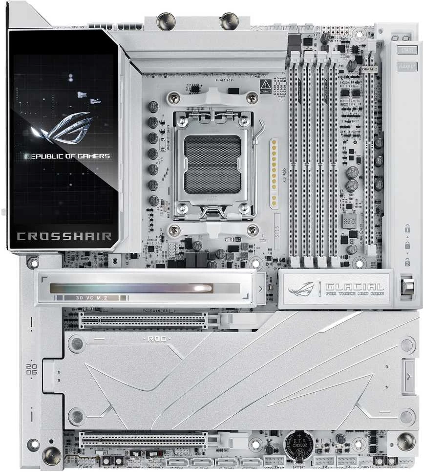 Pagrindinė plokštė ASUS ROG CROSSHAIR X870E GLACIAL AMD X870E Socket AM5 išplėstinis ATX