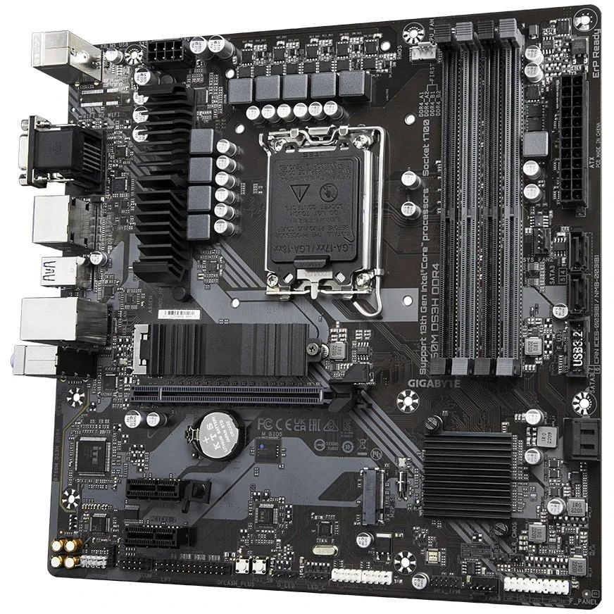 Pagrindinė plokštė GIGABYTE B760M DS3H/ Intel® Socket LGA 1700/ 4xDDR4/ 4xSATA 2xM.2/Support 13th and 12th Gen Series Processors
