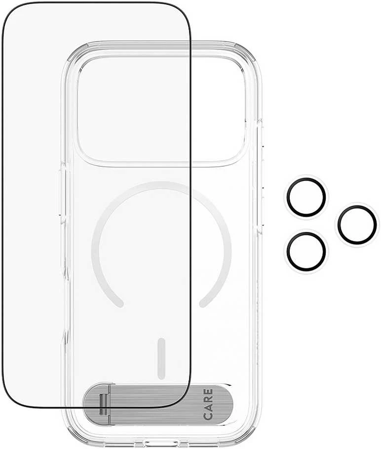 Panzer Glass „CARE by PanzerGlass Feature Kick 3in1“ dėklas + stiklas + objektyvo apsaugos rinkinys, skirtas „iPhone 17 Pro“