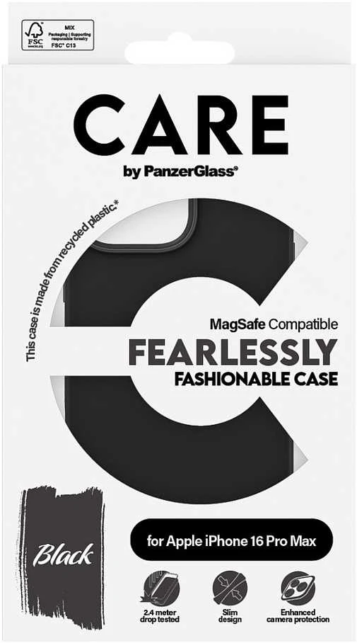 Panzer Glass CARE by PanzerGlass Fashion Apple iPhone 16 Pro Max 6.9" dėklas telefonui juodos spalvos/dėklas telefonui juodos spalvos MagSafe 1380
