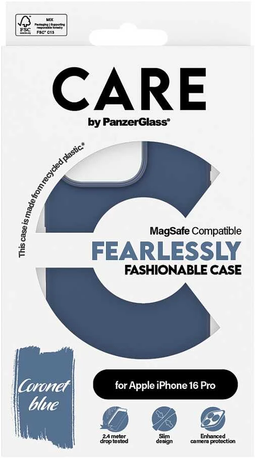 Panzer Glass CARE by PanzerGlass Fashion Apple iPhone 16 Pro 6.3" dėklas telefonui mėlynos spalvos/dėklas telefonui mėlynos spalvos MagSafe 1382