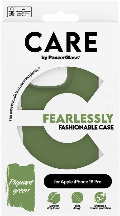Dėklas Panzer Glass PanzerGlass PanzerGlass CARE mados spalvos iPhone 16 Pro grün