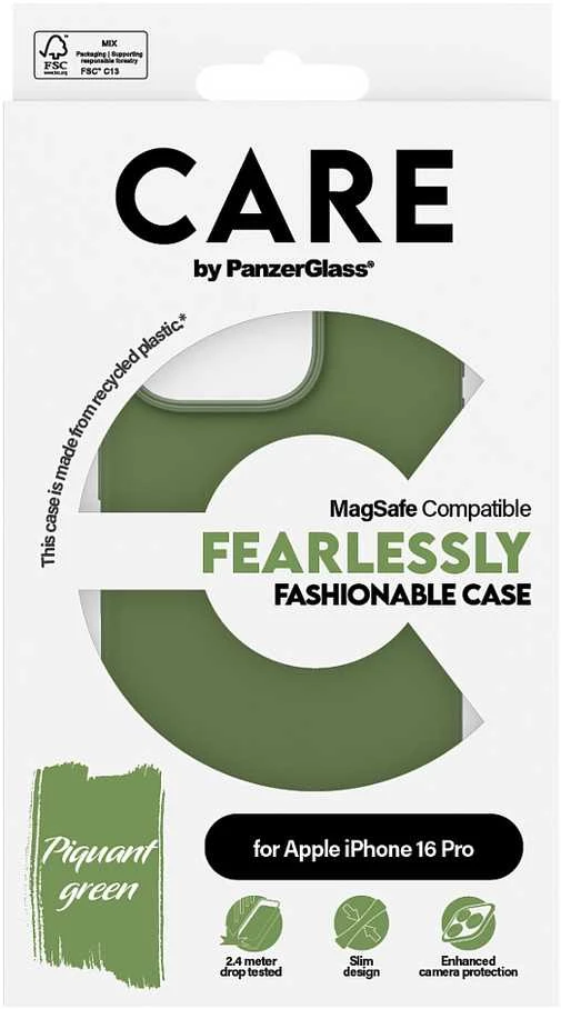 Panzer Glass CARE by PanzerGlass Fashion Apple iPhone 16 Pro 6.3" dėklas telefonui žalios spalvos/dėklas telefonui žalios spalvos MagSafe 1386