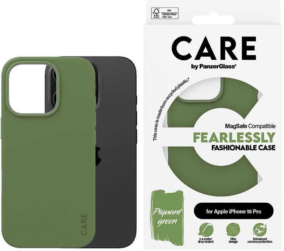 Panzer Glass CARE by PanzerGlass Fashion Apple iPhone 16 Pro 6.3" dėklas telefonui žalios spalvos/dėklas telefonui žalios spalvos MagSafe 1386