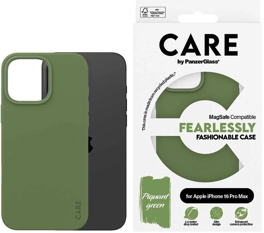 Panzer Glass Care by PanzerGlass Fashion Apple iPhone 16 Pro Max 6.9" dėklas telefonui žalios spalvos MagSafe 1388