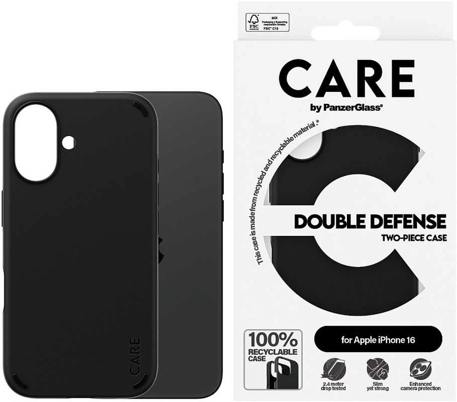 Panzer Glass Care by PanzerGlass Feature Double Defense Apple iPhone 16 6.1" dėklas telefonui juodos spalvos 1333