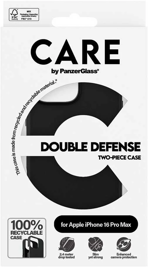Panzer Glass Care by PanzerGlass Feature Double Defense Apple iPhone 16 Pro 6.3" dėklas telefonui juodos spalvos 1336