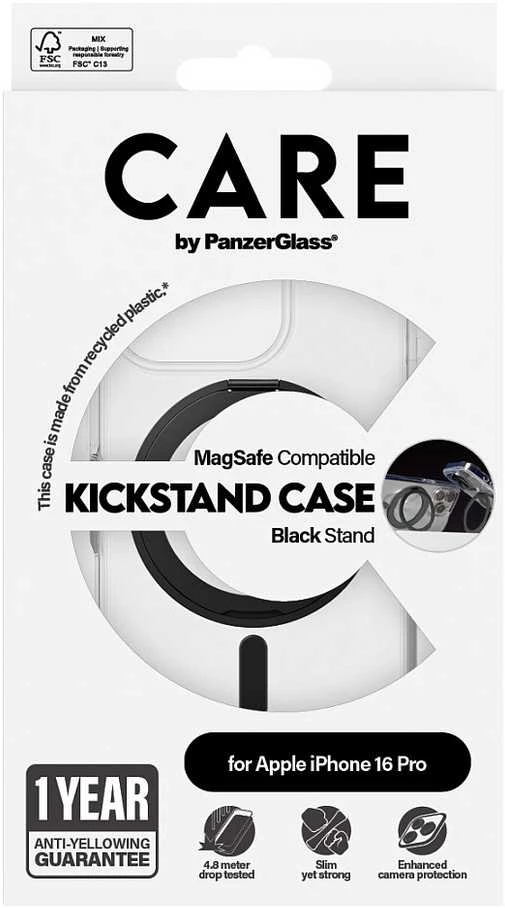 Panzer Glass CARE by PanzerGlass Feature su stoveliu Apple iPhone 16 Pro 6.3" dėklas telefonui juodos spalvos/dėklas telefonui juodos spalvos MagSafe 1322