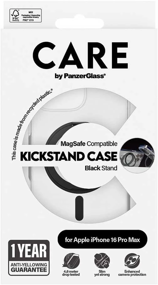 Panzer Glass CARE by PanzerGlass Feature Kickstand Case Apple iPhone 16 Pro Max 6.9" dėklas telefonui juodos spalvos/dėklas telefonui juodos spalvos MagSafe 1324