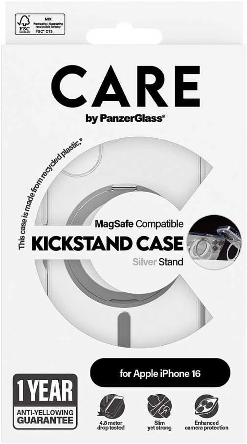 Panzer Glass CARE by PanzerGlass Feature Kickstand Apple iPhone 16 6.1" sidabrinis/sidabrinis MagSafe 1325