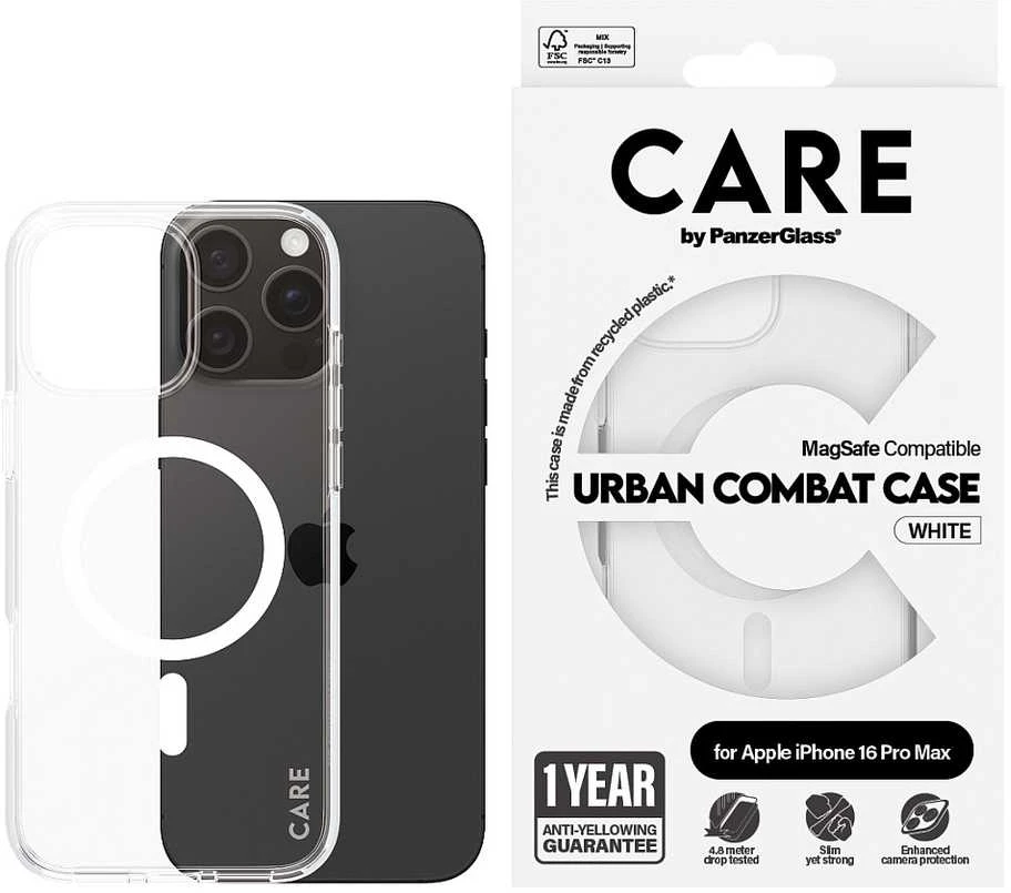 Panzer Glass CARE by PanzerGlass Flagship Apple iPhone 16 Pro Max 6.9" dėklas telefonui baltos spalvos/dėklas telefonui baltos spalvos MagSafe 1340