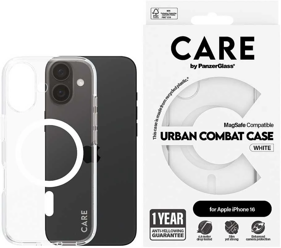 PanzerGlass Flagship Apple iPhone 16 6.1 Panzer Glass CARE " baltas MagSafe 1337