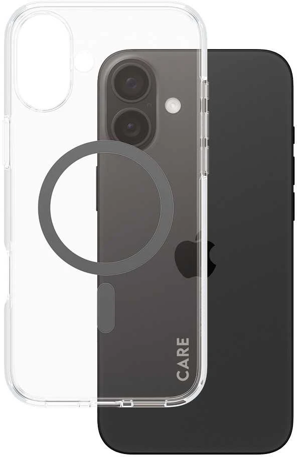 Panzer Glass CARE Flagship dėklas su Juodas MagSafe iPhone 16 Plus, skaidrus