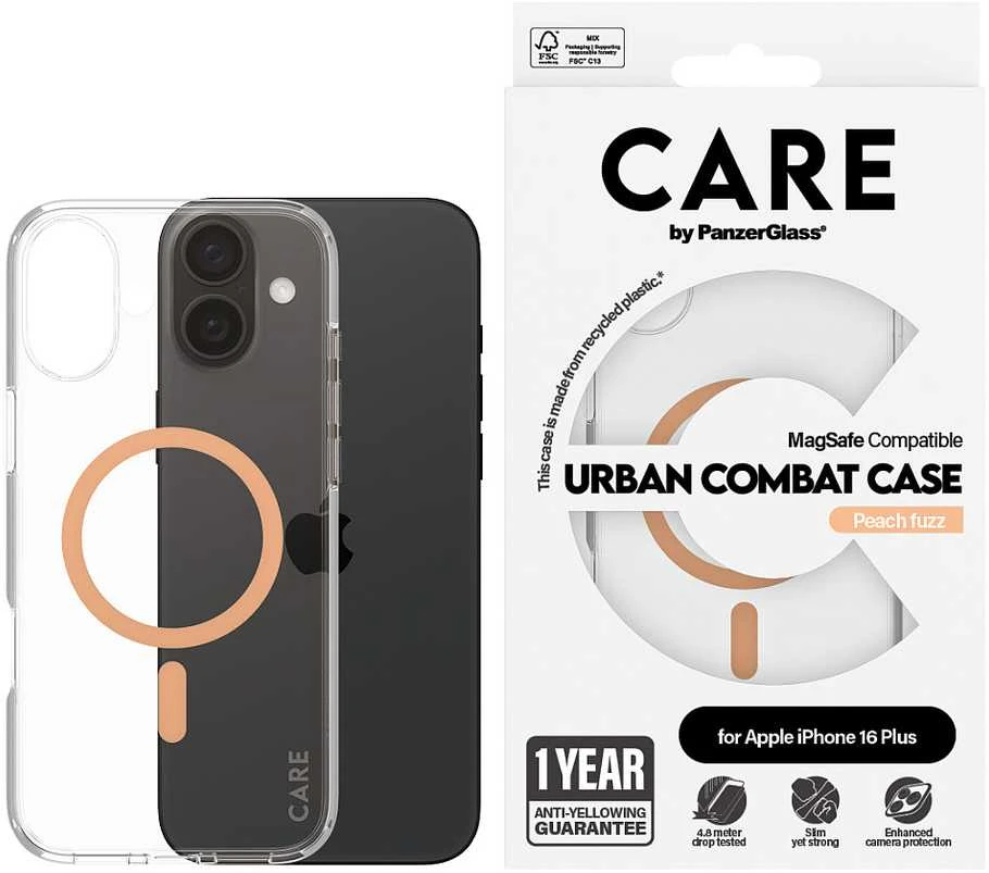 Dėklas PanzerGlass Flagship Apple iPhone 16 Plus 6.7 Panzer Glass CARE " persikų / persikų MagSafe 1375