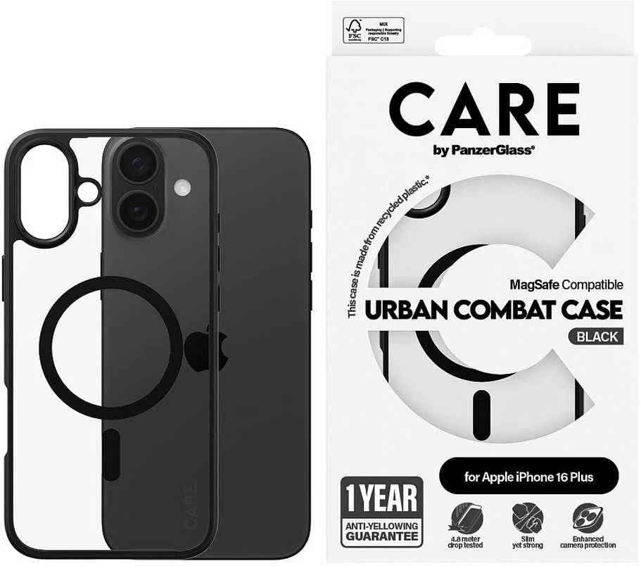 „Panzer Glass Care“, „PanzerGlass Flagship Urban Apple iPhone 16 Plus 6.7" MagSafe 1359