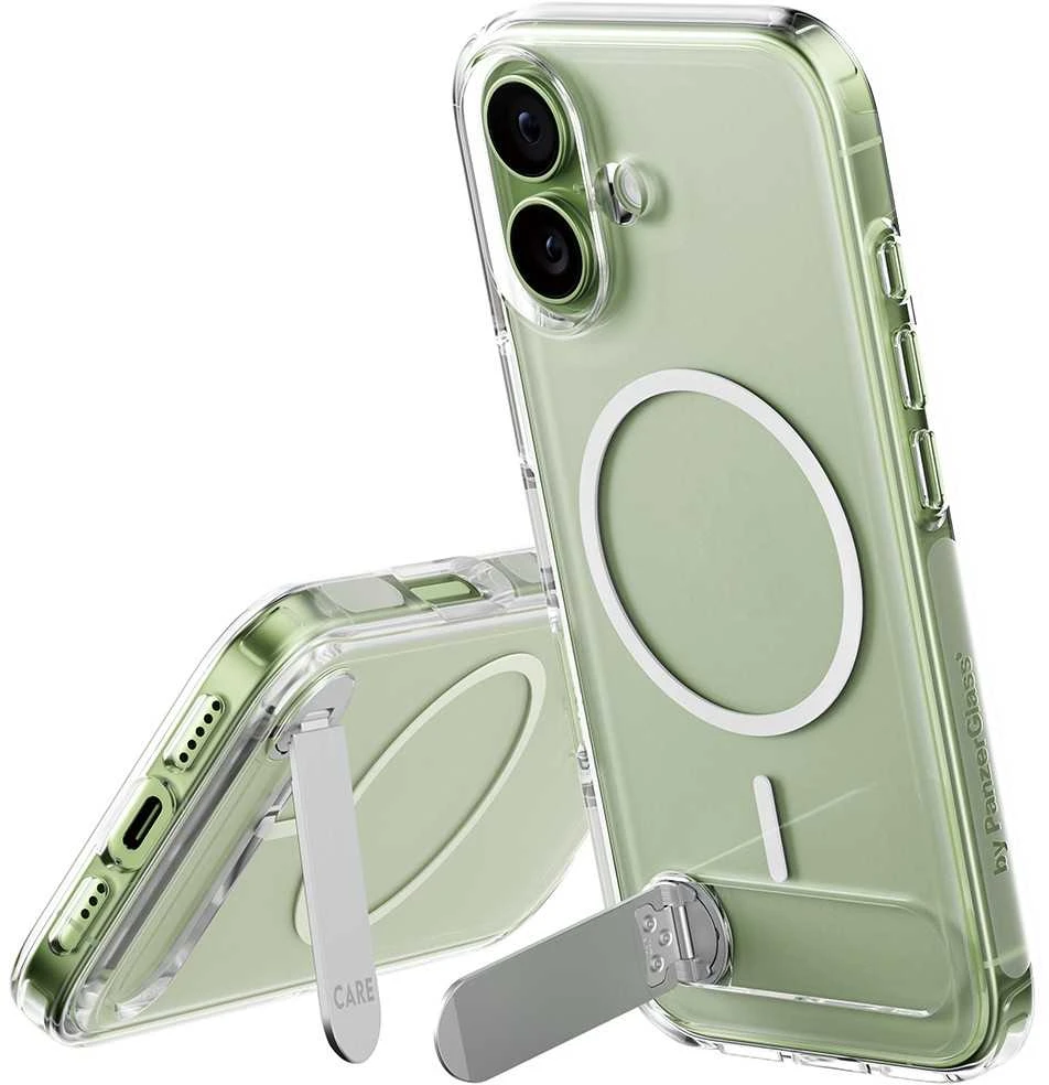 „Panzer Glass CARE by PanzerGlass“ apsauginis dėklas su atramėle „MagSafe“, skirtas „iPhone 17“ – permatomas