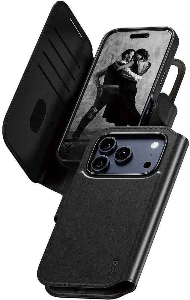 „Panzer Glass CARE by PanzerGlass Feature Tango 2in1“ piniginės dėklas su „MagSafe“ jungtimi, skirtas „iPhone 17 Pro“ – Juodas