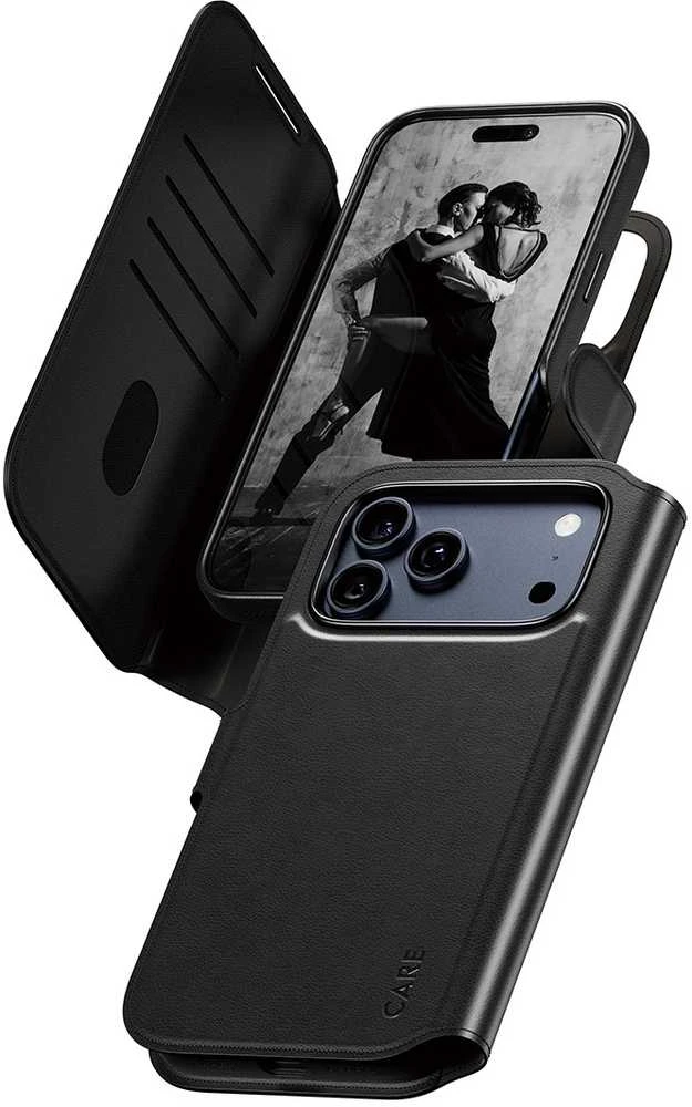Panzer Glass „CARE by PanzerGlass Feature Tango 2in1“ piniginės dėklas su „MagSafe“ jungtimi, skirtas „iPhone 17 Pro Max“ – juodas