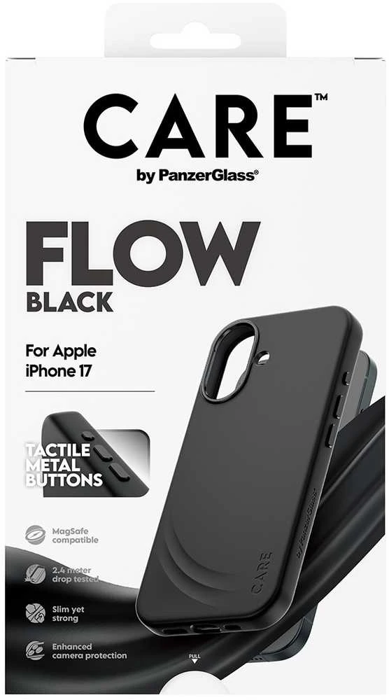 „Panzer Glass CARE by PanzerGlass“ su „FLOW MagSafe“ dėklu, skirtu „iPhone 17“ – Juodas